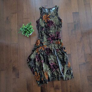 DARK TONE FLORAL VINTAGE MAXI DRESS